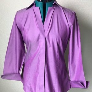 Foxcroft NWT purple orchid 3/4 sleeve top sz 10